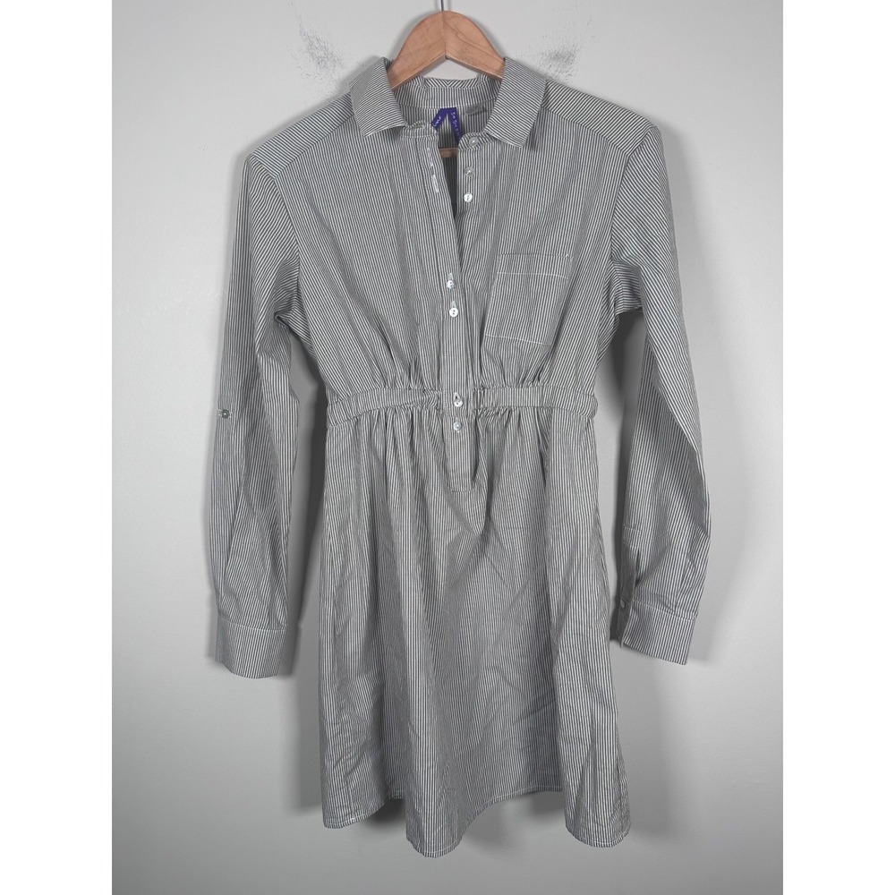 Seraphine Shirt Dress Women 2 Grey Pinstripe Maternity Classic lightweight